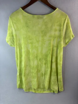 Avenue 14/16 Fine Mesh Nylon Neon Lime Short Sleeve Square Neck Blouse Top thumbnail 5