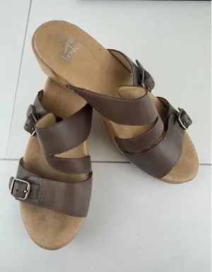 Dansko Women Brown Leather Wedge Sandals Buckle Ankle Strap Comfort Size 36‎ 5.5 thumbnail 1