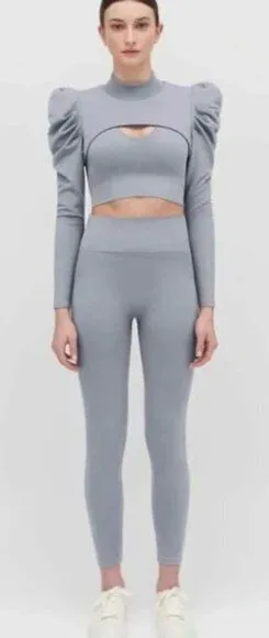 Cuyana Stretch‎ High Waist Leggings Size S / M Steel Gray Active Yoga thumbnail 1
