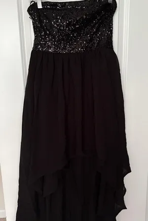Forever 21 Black Sequin High Low Strapless Dress Size: M thumbnail 1
