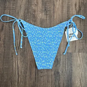 NEW Kulani Kinis Shirred Dipped Cheeky Bikini Bottom in Lemon Bloom Size Large thumbnail 6