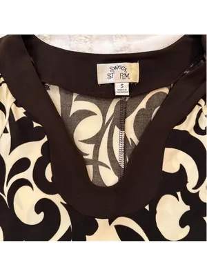 Brown and cream printed dress thumbnail 4