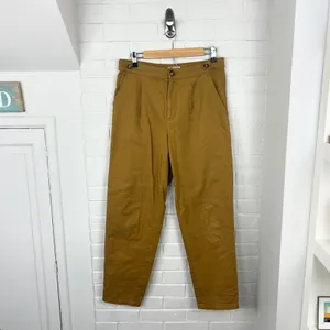 LOFT Khaki High Rise Button Detail Casual Pants Size 4 thumbnail 2