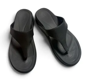 Crocs Capri Black Boca Wedge Flip Flop Sandals Lite Ride Comfort S-607 Sz 6 thumbnail 1