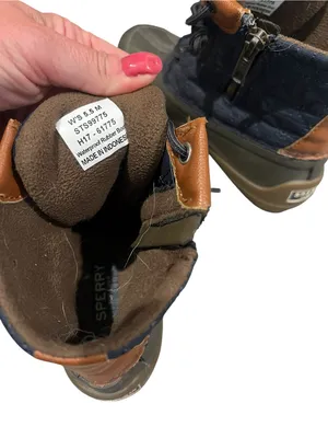 Sperry Navy and Brown Quilted Waterproof Duck Boots thumbnail 4