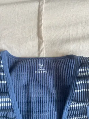 Blue Striped Aerie Cropped Tank thumbnail 3