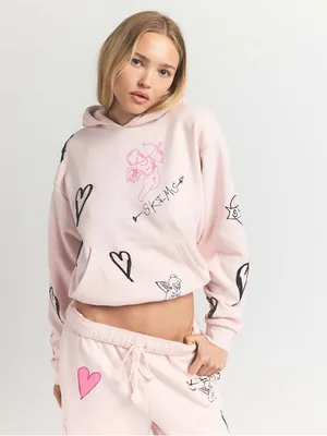 E.D (Clst) Cotton Fleece Classic Pullover hoodie| Barely Pink Heart | Size Small thumbnail 3