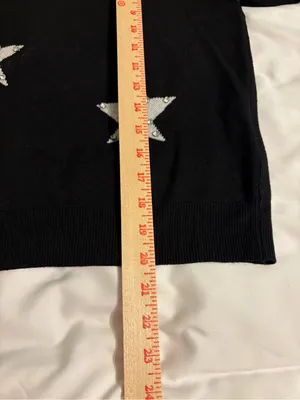 Nanette Lepore Black Short Sleeve Crewneck Sweater with Silver Star Accents thumbnail 5
