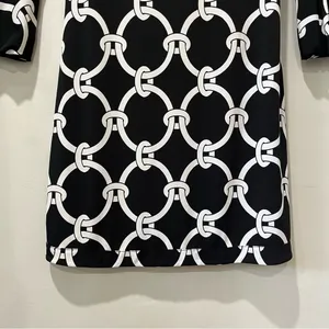 White House Black Market midi dress womens‎ medium blackwhite shift Bell Sleeves thumbnail 2