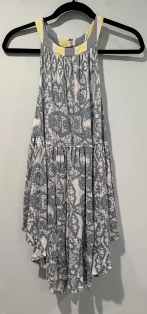 Free People Mini Dress Womens Medium Boho Flowy Euro Summer Festival Indie Linen thumbnail 1