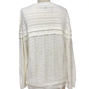J. Crew Crewneck‎ Scalloped Pointelle Sweater Ivory Size XL thumbnail 5