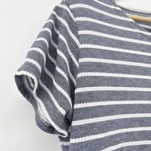 Sail to Sable Blue White Striped Ribbed Knit Shift Dress XL Exposed‎ Back Zipper thumbnail 2