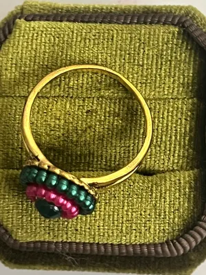 Vintage/Bohemian Design Stainless Steel Golden Multicolor Beads Ring S 9 thumbnail 3