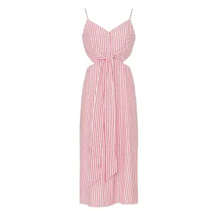 Jason Wu Red Candy Striped Midi Dress Size 12 Seersucker Sundress Cotton $290 thumbnail 8