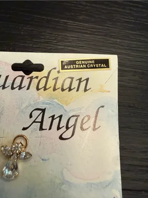 NWT Guardian Angel Lapel Pin Genuine Austrian Crystal Gold Pin Costume Jewelry thumbnail 4
