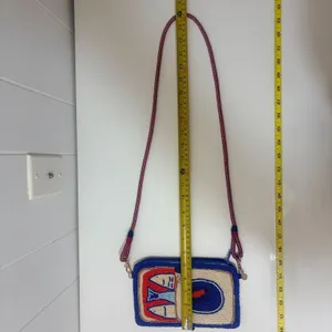 Ink+Alloy Beaded Sardine Tinned Fish Crossbody Bag Blue Red Rope Strap Pouch thumbnail 8