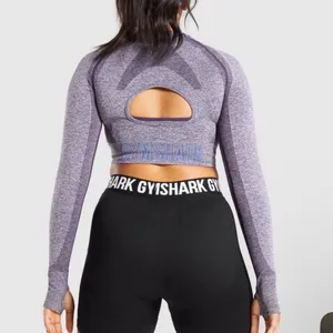Gymshark | Purple Ultra‎ Flex Sports Long Sleeve Workout Crop Top, S thumbnail 4