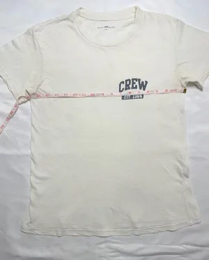 Brandy Melville Vintage Short Sleeve "Crew" Graphic Tee - White/Navy thumbnail 7