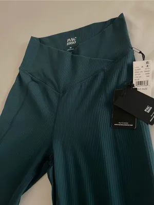 NWT PAC 1980 by PacSun Ribbed Crossover Leggings - Dark Teal - Size M thumbnail 5