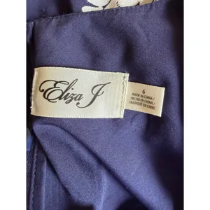 Eliza J Navy Blue Floral High Low Faux Wrap Dress 6 Cottage Fairy Wedding Guest thumbnail 10