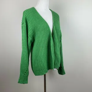 Code X Mode Cardigan Sweater S Chunky Knit Green Open Oversized‎ New thumbnail 11