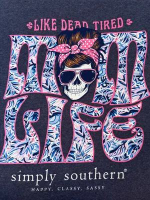Simply Southern Heather Navy Short Sleeve Tee with Pink Logo thumbnail 6