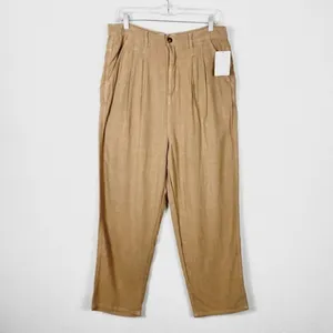 Free People Faded Love Tan Linen Blend Trouser Pants thumbnail 3