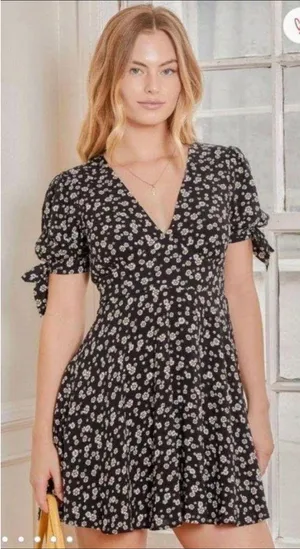 Lulus Black Floral Mini Dress thumbnail 1