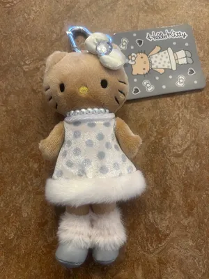 Sanrio Hello Kitty Long Leg Style Yellow Dot Dress Pearl Necklace Plush Keychain thumbnail 1