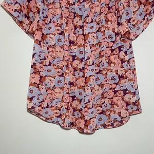 Madewell Smocked Mock Neck Top in Floral Breeze thumbnail 3