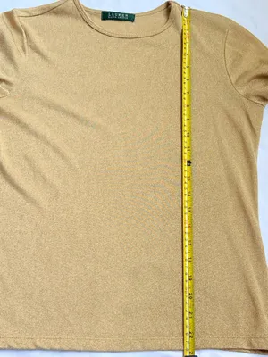 Lauren Ralph Lauren Blouse Gold Metallic T-shirt women Round neck thumbnail 6