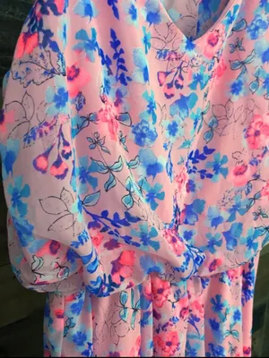 My Story Pink Floral Midi Dress with Blue Floral Print thumbnail 7