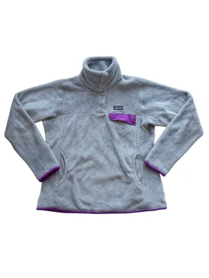 Patagonia Re-Tool Snap-T Pullover Fleece Gray and Purple Size Large thumbnail 2