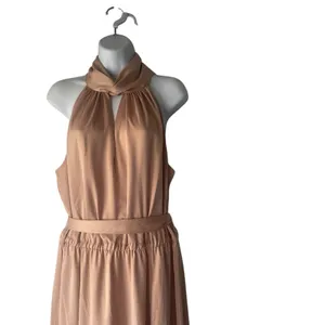 Anne Klein NWT Size Large Dusty Rose‎ Pink Formal Wedding Halter Midi Dress thumbnail 2