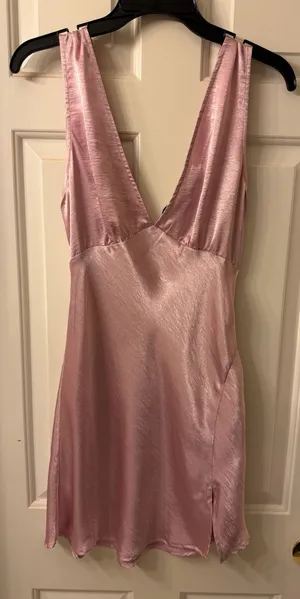 Satin Pink Mini Dress Size M thumbnail 1