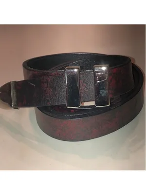 Deep Red Faux Leather Belt with Silver Tone Hardware thumbnail 2