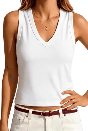 Amazon Cotton V-neck cropped tank top thumbnail 1