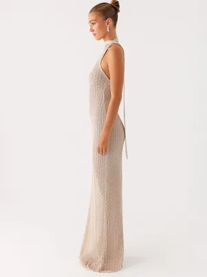 NWT Peppermayo Carryn Knit Maxi Dress S/M Beige Euro Summer Resort It Girl Beach thumbnail 4