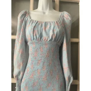CISTAR Long Sleeve‎ Floral Smocked Waist Mini Dress thumbnail 5
