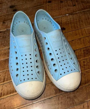 Natives pale blue rubber washable W8 slip on perforated shoes thumbnail 1