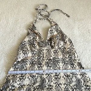 Free People Cecil Halter Mini Dress Snakeskin L Y2K Animal Print thumbnail 6