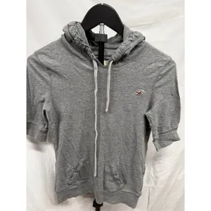 Hollister‎ Original Y2K Grey Hooded Half Sleeve Pullover Jersey Casual Top Sz M thumbnail 2
