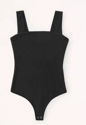 ABERCROMBIE &FITCH Cotton Seamless Fabric Squareneck Bodysuit SIZE L thumbnail 1