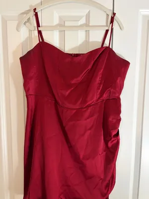 Satin Ruched Mini Dress thumbnail 1