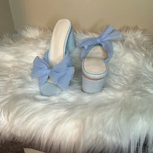 Blue Mules with Decorative Bow Size 6 thumbnail 5
