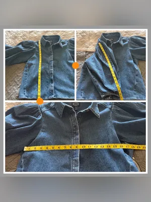 Scoop 3/4 Puff Sleeve Medium Wash Denim Shirt Small NWT thumbnail 7
