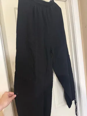 Black linen pants with drawstring waist and ankle ties Size M thumbnail 4