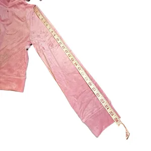 Juicy Couture Pink Velour Rhinestone Logo Zip Up‎ Hoodie Sweatshirt Large Y2K thumbnail 2