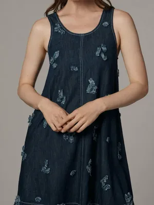 Anthropologie The Keiko Embroidered Denim Mini Dress by Maeve NWT Size: XXS thumbnail 2