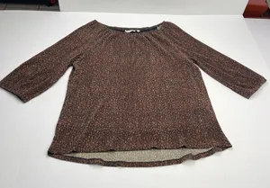 Soft Surroundings Carmella Metallic Top Womens SZ Large Brown Black Gold Blouse‎ thumbnail 1